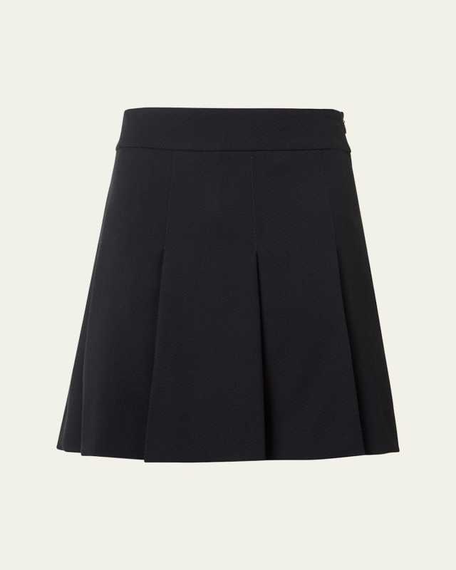 Flared Wool Tricotine Mini Skirt